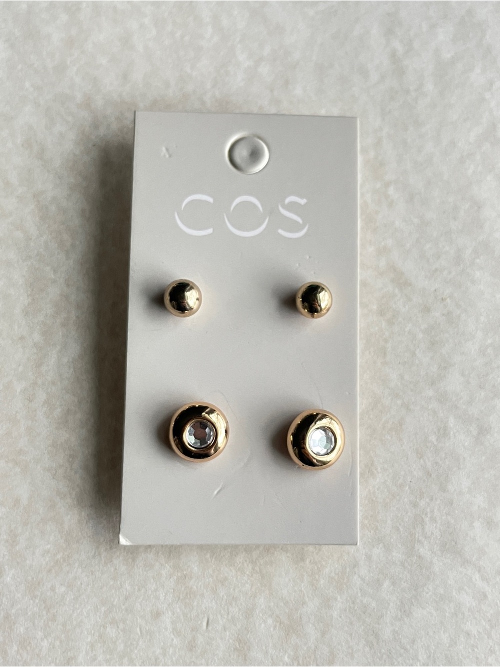 COS Gold Stud Earring Set with Crystal Center